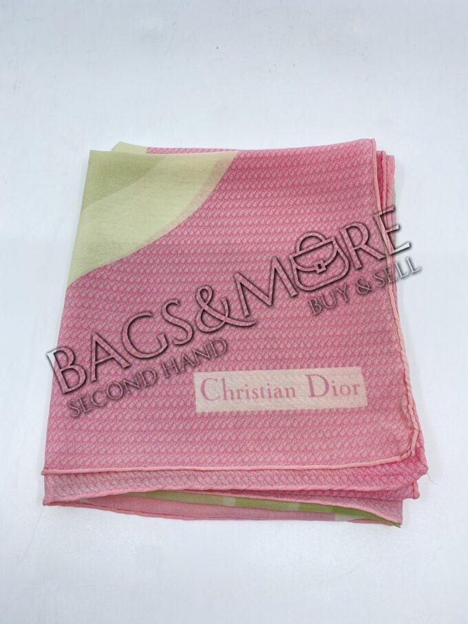 Christian Dior zijden sjaal pastel tinten roze en kaki