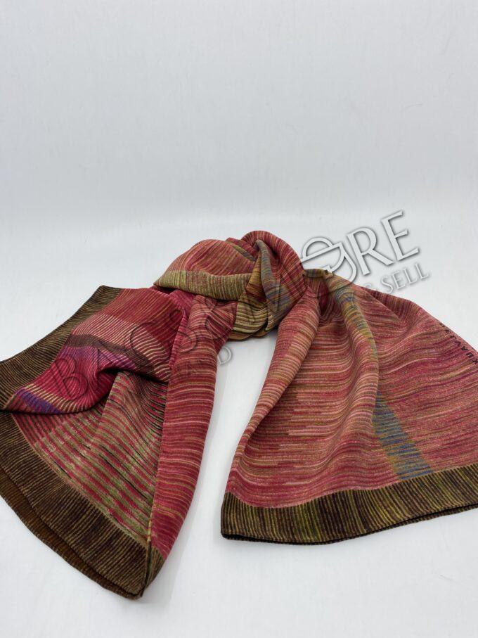 Delvaux sjaal carré strepen multicolor rood en fuchsia