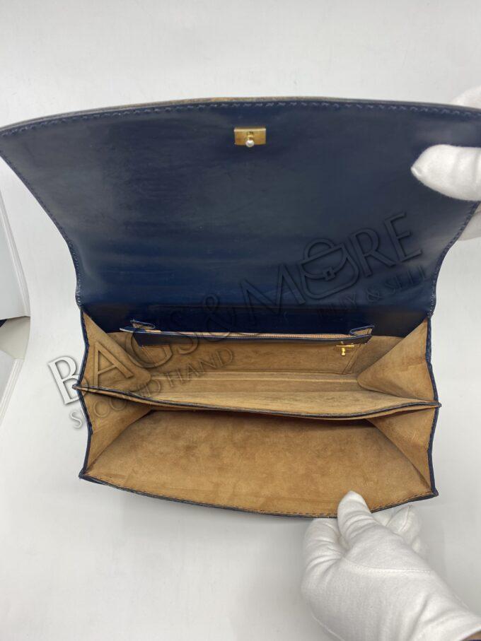 Delvaux vintage top Handle Bag blue and gold
