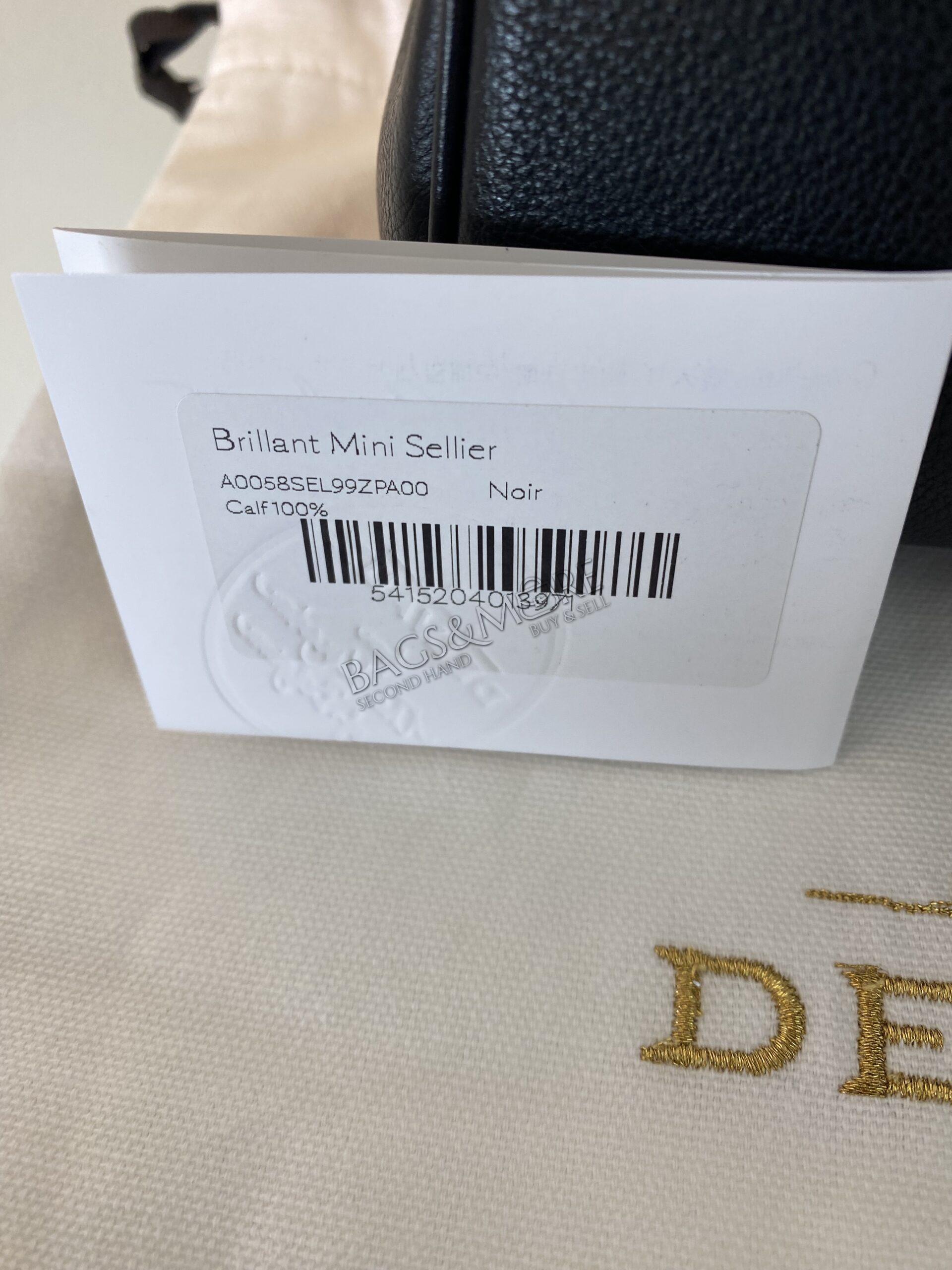 Delvaux Brillant Mini Sellier zwart 100% Calf leder zilverkleurige hardware met schouderband