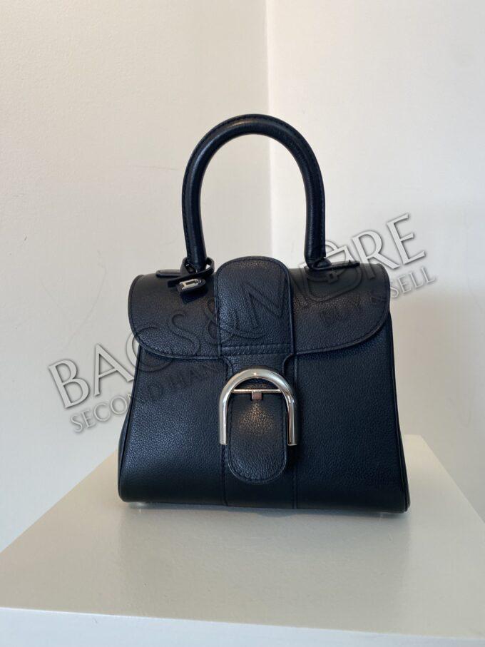 Delvaux Brillant Mini Sellier zwart 100% Calf leder zilverkleurige hardware met schouderband