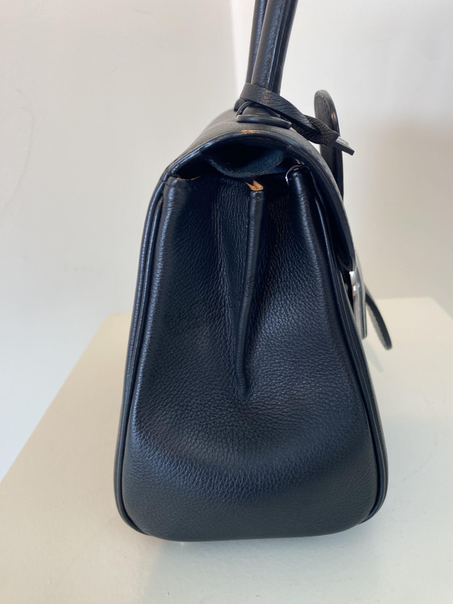 Delvaux Brillant Mini Sellier zwart 100% Calf leder zilverkleurige hardware met schouderband