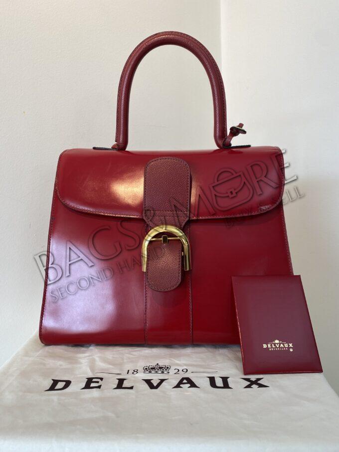 Delvaux Handbag Brillant MM Rubis Rosso Box Calf Leather- Magis with Golden Hardware