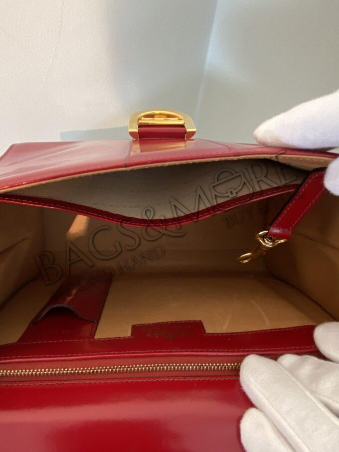 Delvaux Handbag Brillant MM Rubis Rosso Box Calf Leather- Magis with Golden Hardware