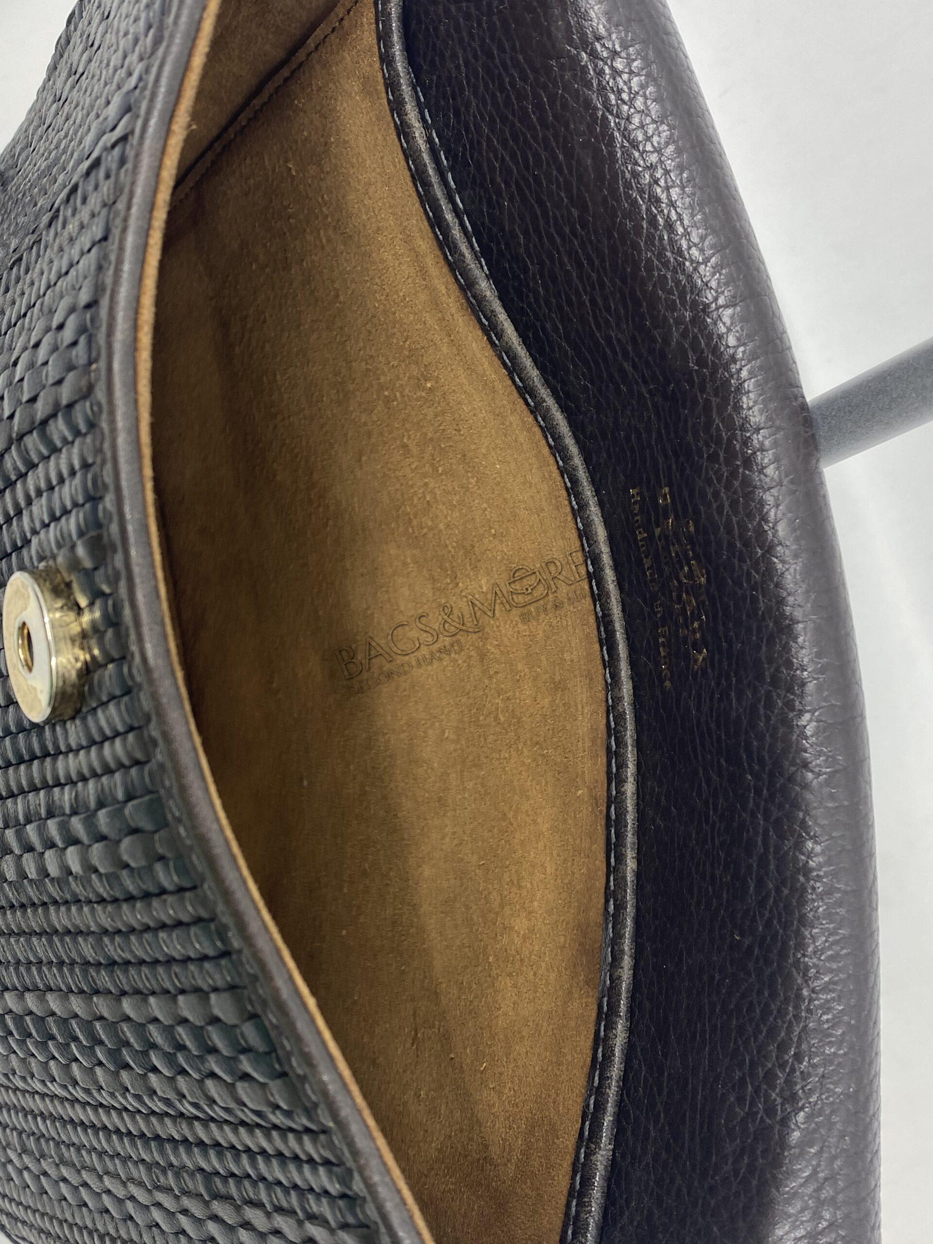 Delvaux schoudertas of Cross Body toile de coir kleuren bruin en zwart met goudkleurige hardware