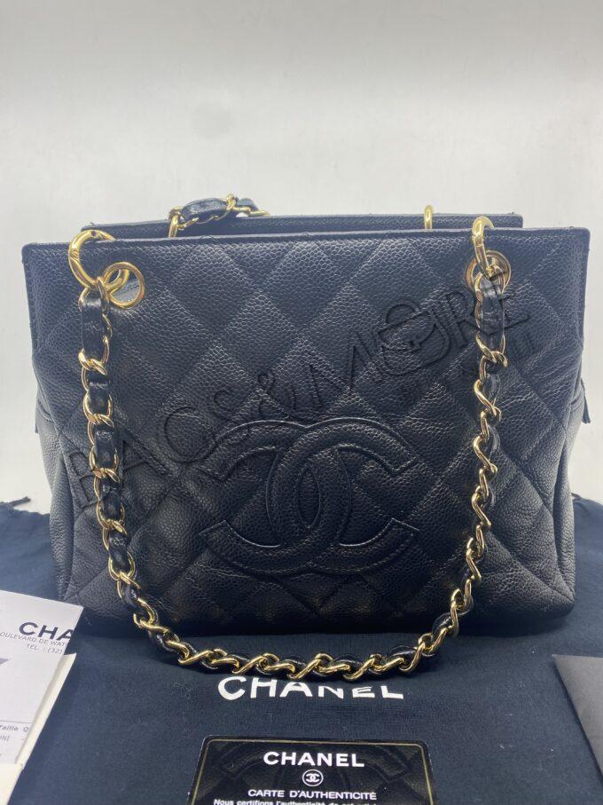 Chanel Scholder Bag GST 30 Black Caviar Leather and Golden Hardware