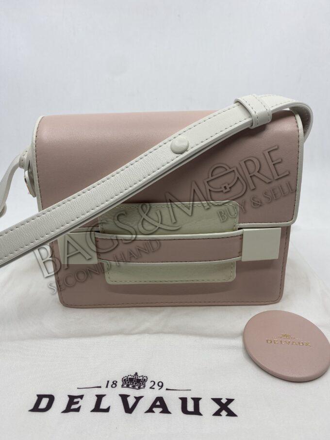Delvaux Crossbody Le Madame Box Calf Leather Bicolor Ivory and Rose and Cuir Grainé Laqué