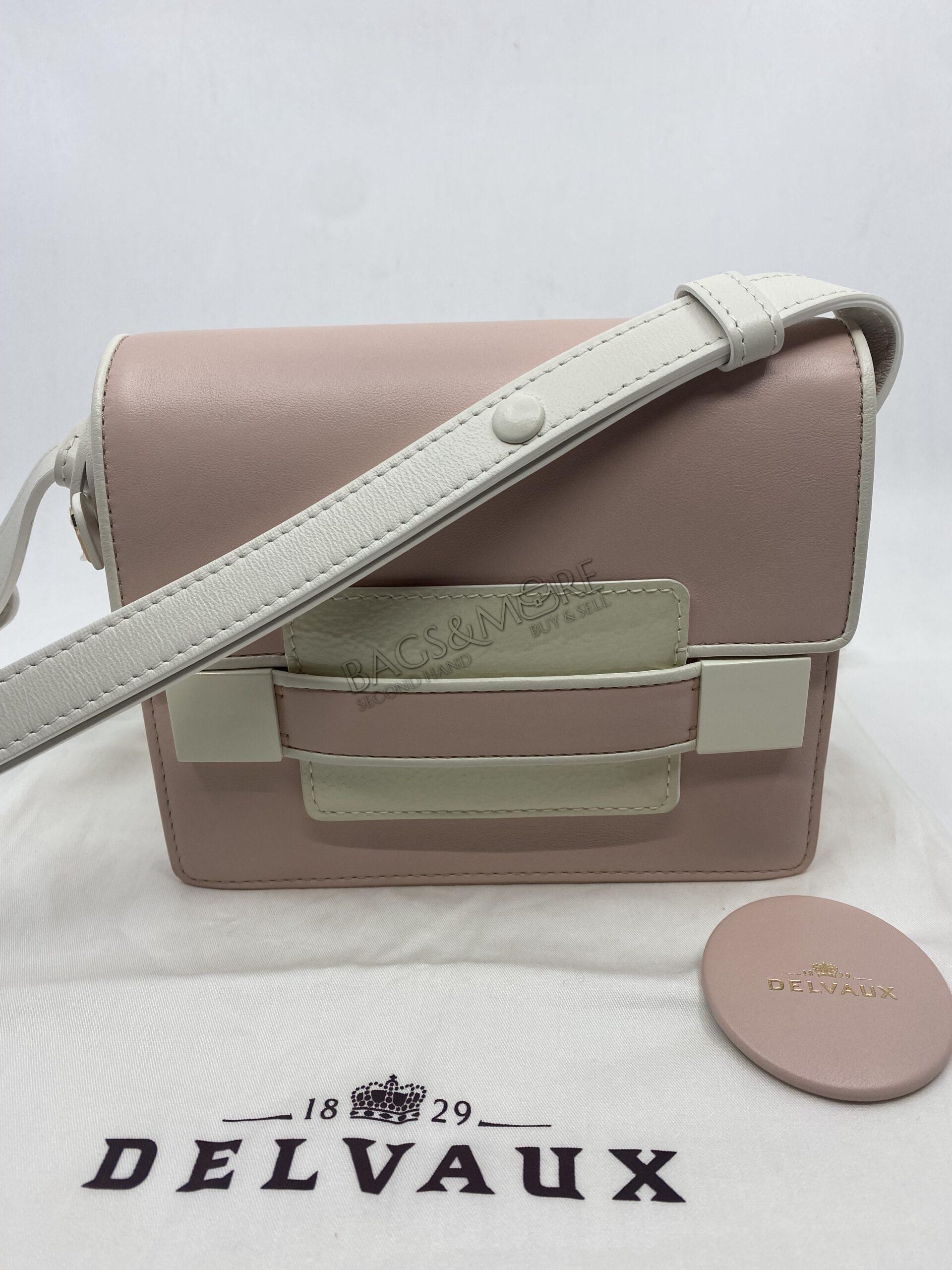 Delvaux Crossbody Le Madame Box Calf Leather Bicolor Ivory and Rose and Cuir Grainé Laqué