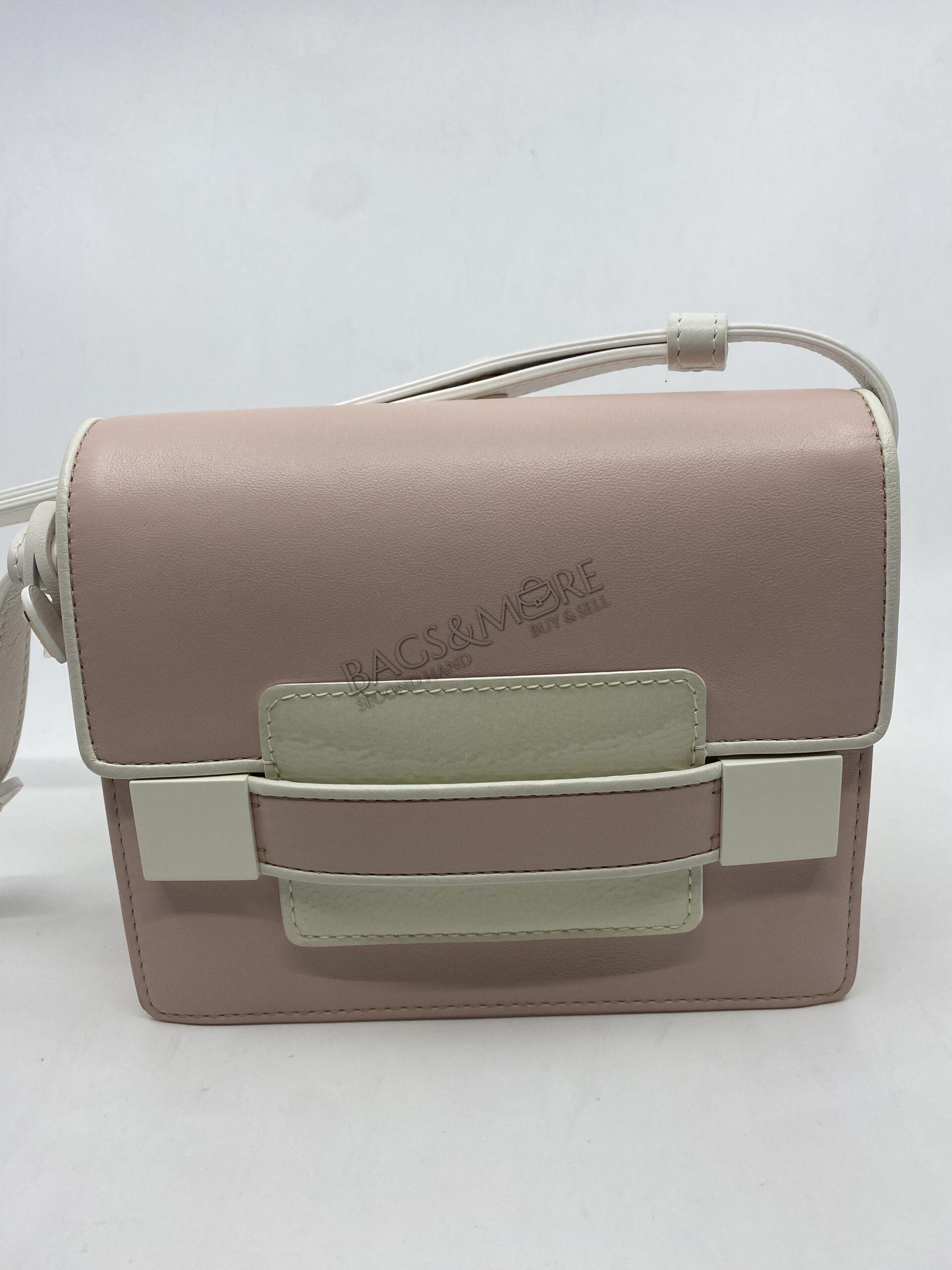 Delvaux Crossbody Le Madame Box Calf Leather Bicolor Ivory and Rose and Cuir Grainé Laqué