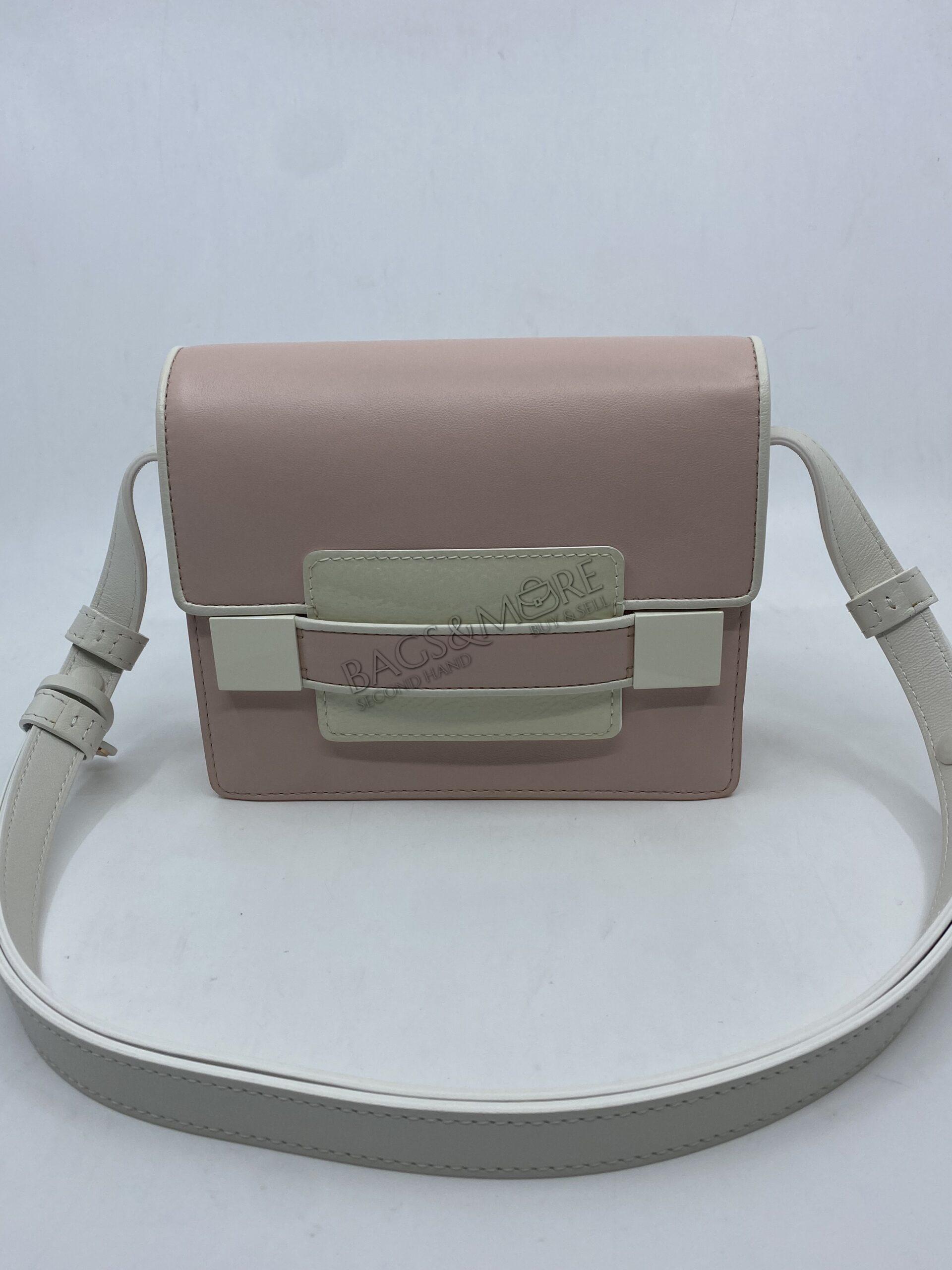 Delvaux Crossbody Le Madame Box Calf Leather Bicolor Ivory and Rose and Cuir Grainé Laqué