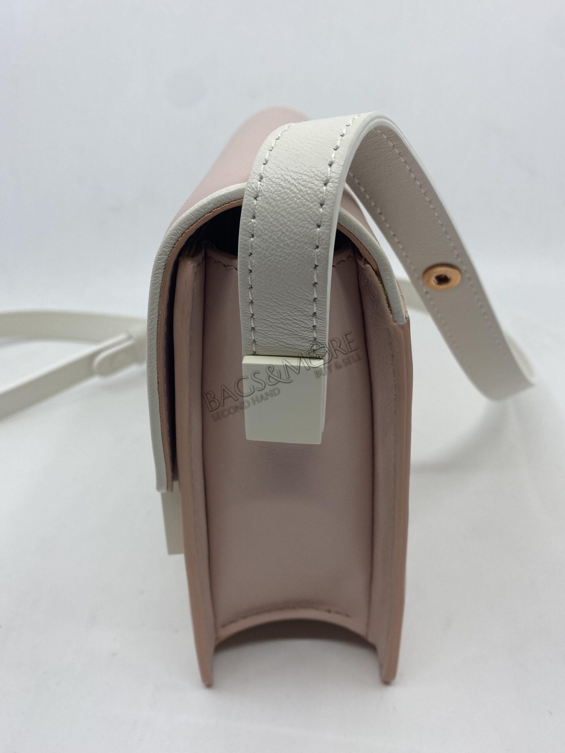 Delvaux Crossbody Le Madame Box Calf Leather Bicolor Ivory and Rose and Cuir Grainé Laqué