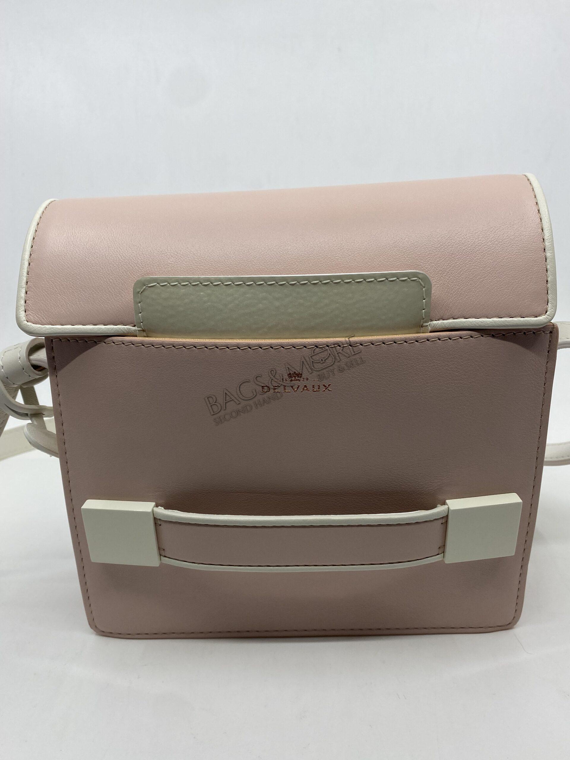 Delvaux Crossbody Le Madame Box Calf Leather Bicolor Ivory and Rose and Cuir Grainé Laqué