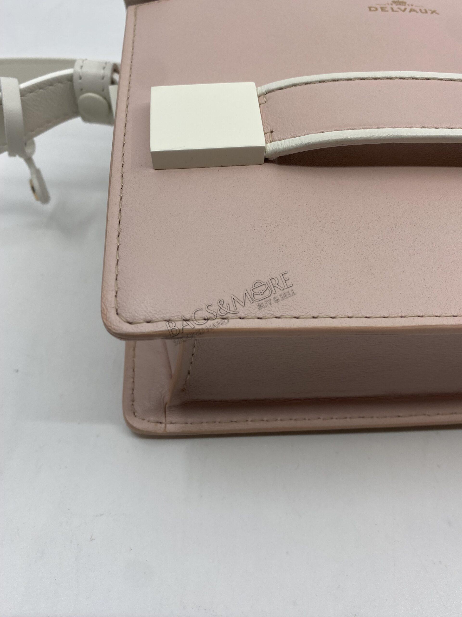 Delvaux Crossbody Le Madame Box Calf Leather Bicolor Ivory and Rose and Cuir Grainé Laqué