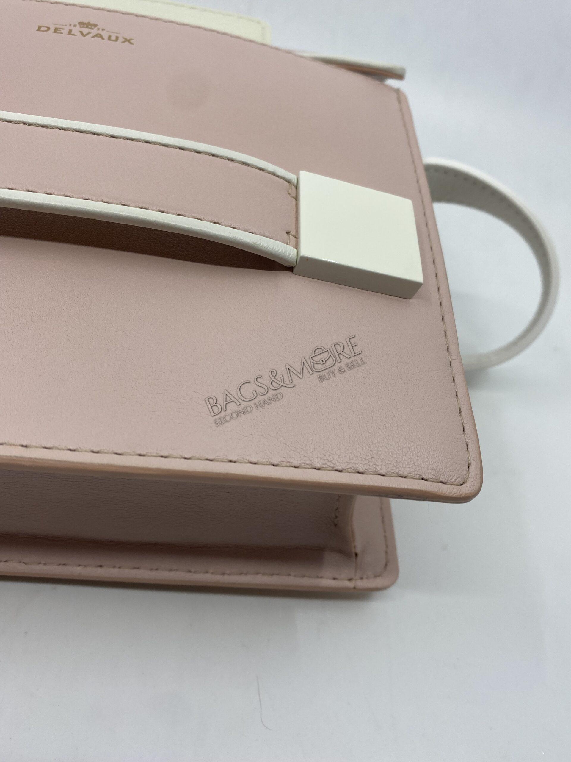 Delvaux Crossbody Le Madame Box Calf Leather Bicolor Ivory and Rose and Cuir Grainé Laqué