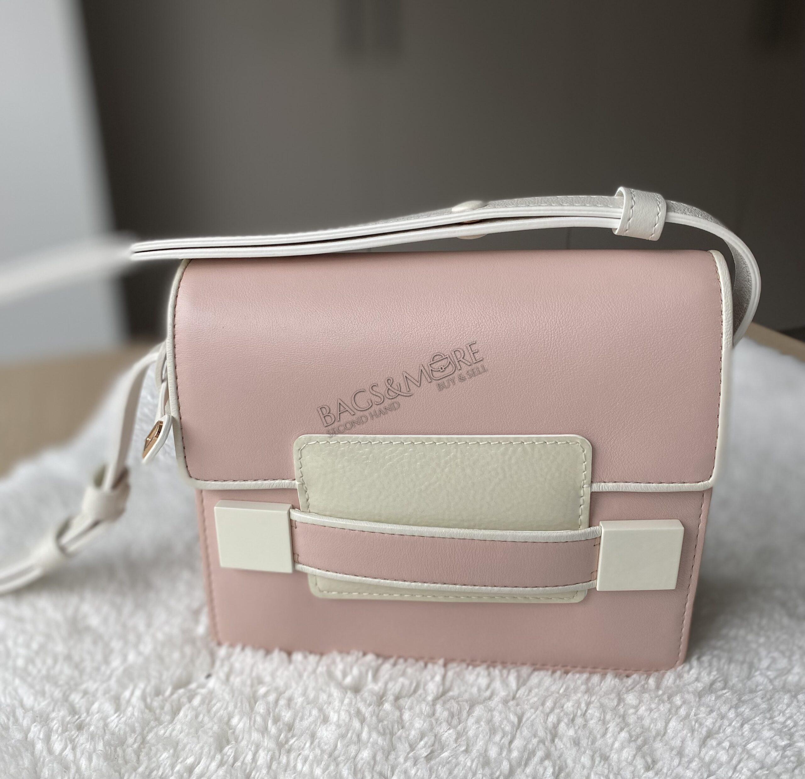 Delvaux Crossbody Le Madame Box Calf Leather Bicolor Ivory and Rose and Cuir Grainé Laqué