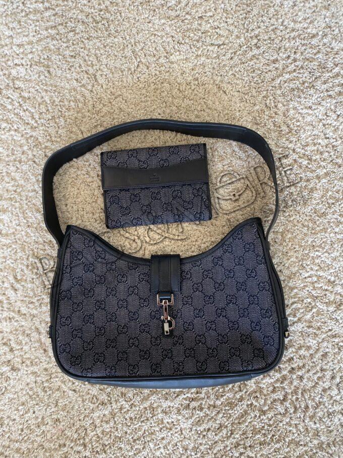 Gucci Jackie 1961 Sholder Bag and Wallet colors Grey and Black