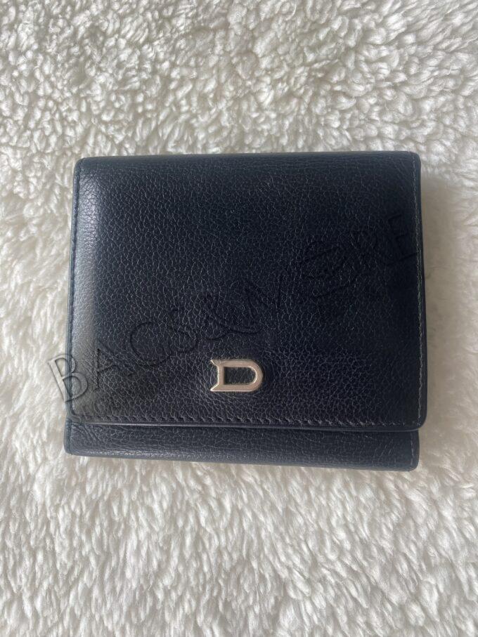 Delvaux Card Holder gekorreld leder kleur zwart met zilverkleurige D