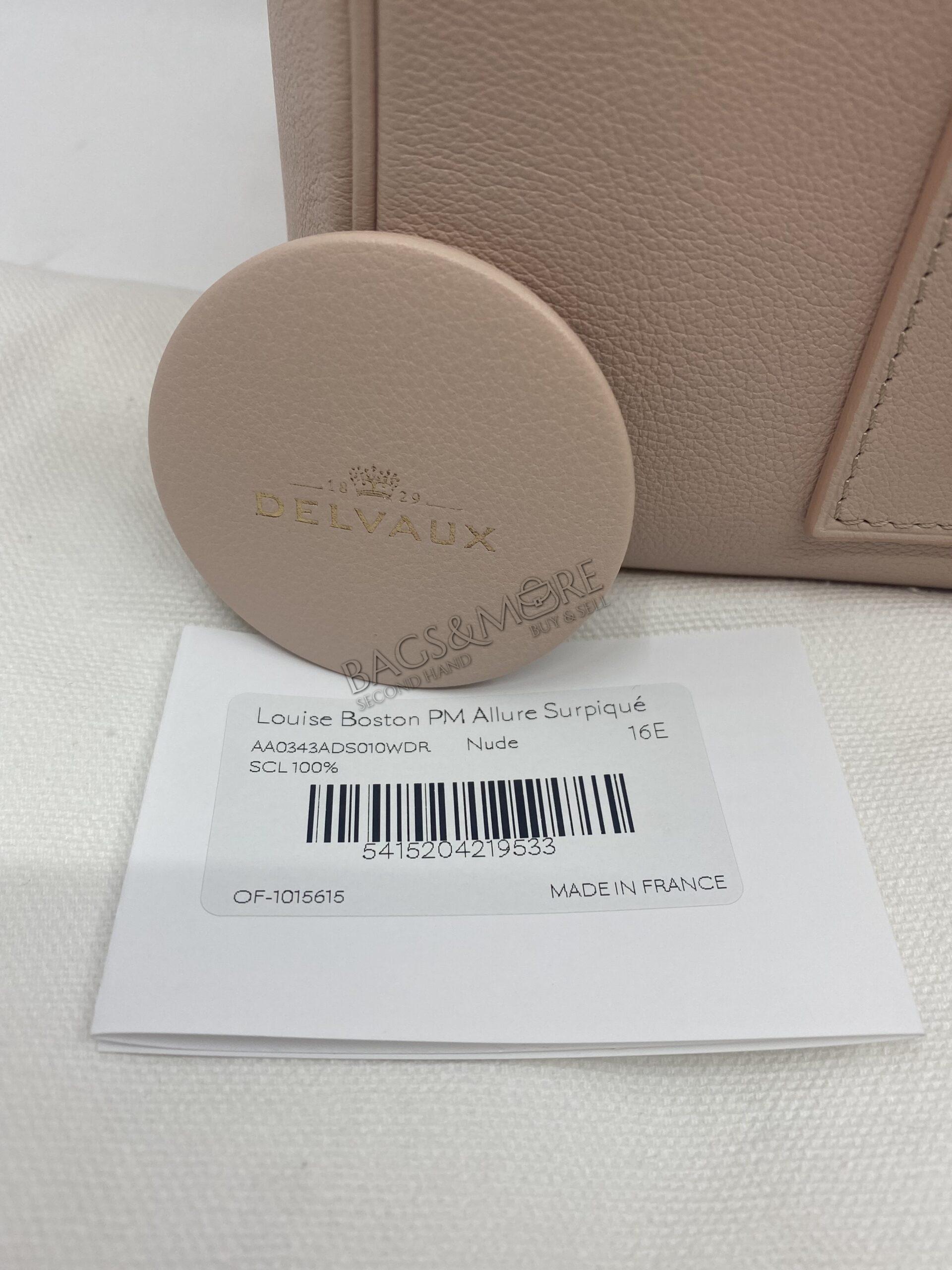 Delvaux Louise boston PM Allure surpiqué kleur nude met golden hardware