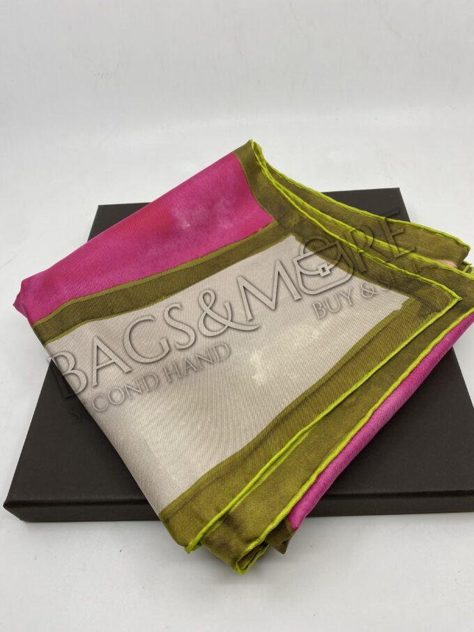Delvaux Carré sjaal 100% Zijde tonen van beige, roze, fuchsia, pistache groen