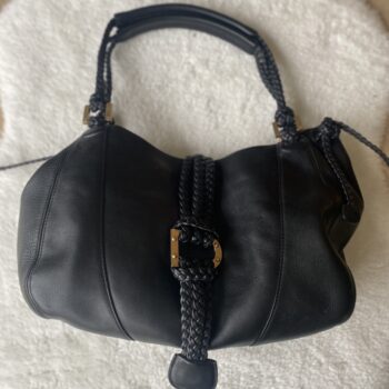 Delvaux schoudertas Eugene Black Polo Leather with Golden Hardware