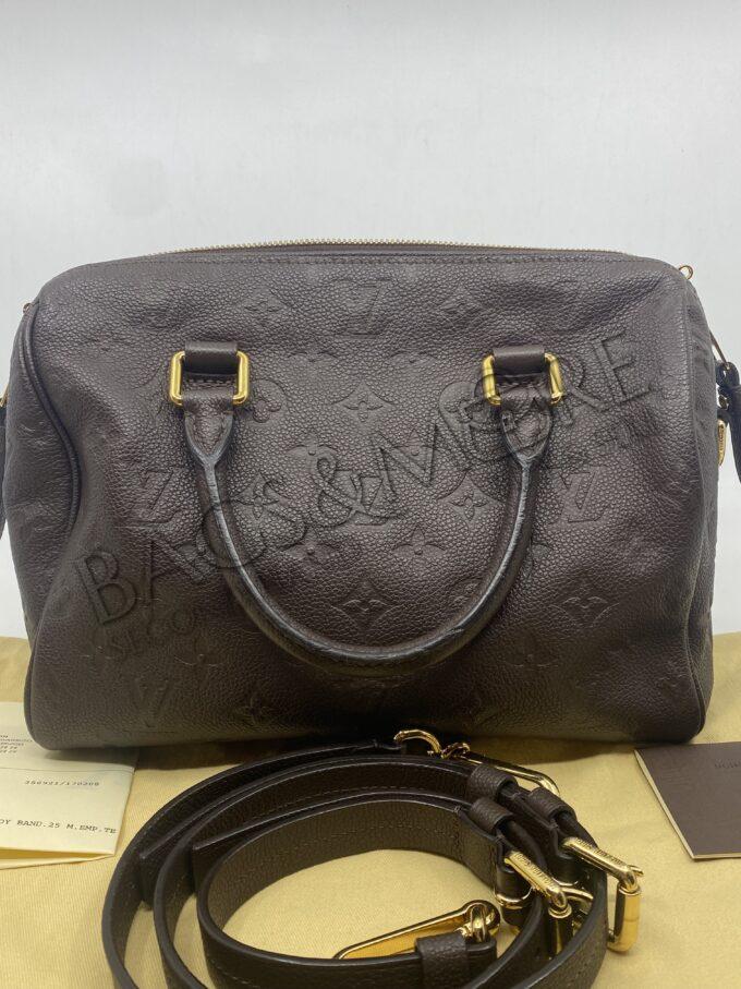 Louis V handtas Speedy 25 Embossed with Golden Hardware and Strap