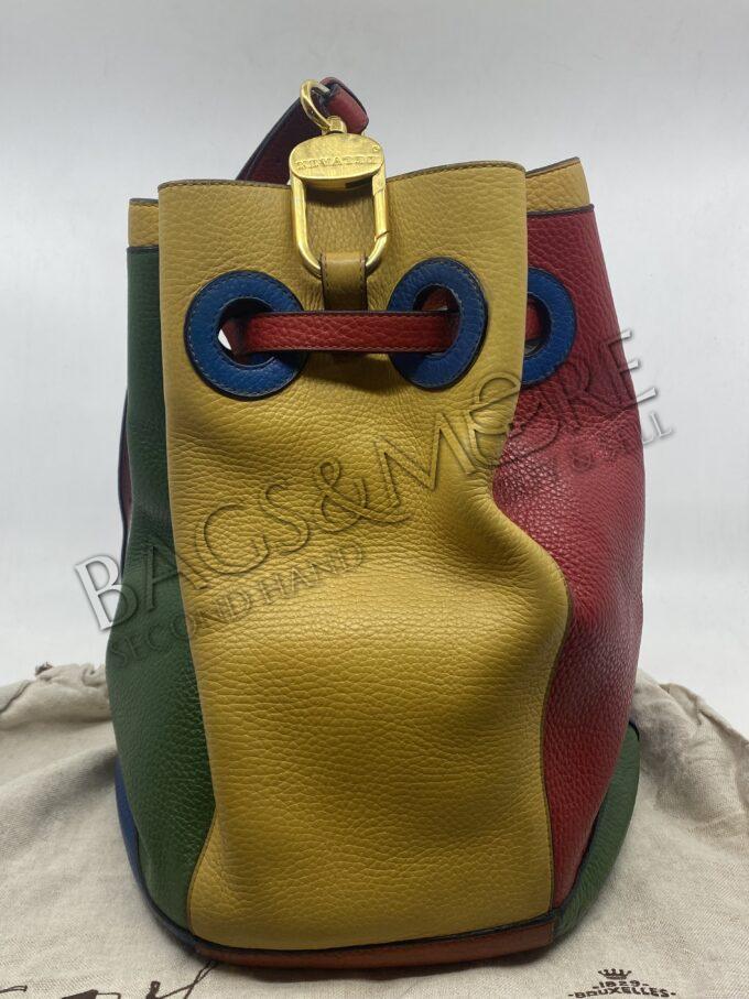 Delvaux Bucket Bag Olivier multi color met goudkleurige hardware