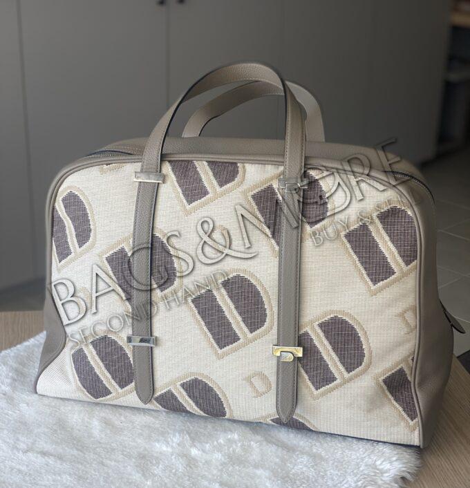 Delvaux Travelbag Carry-All MM Toile Logotypée D canvas beige en greige