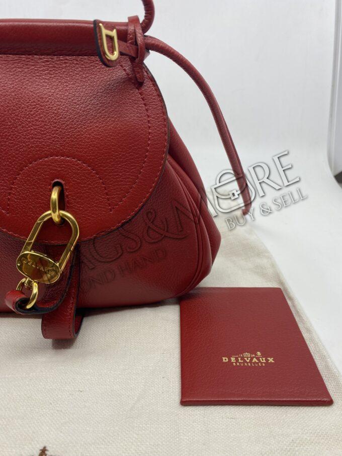 Delvaux Cerceau mini Crossover of schoudertas canter leder kleur rood met goudkleurige hardware