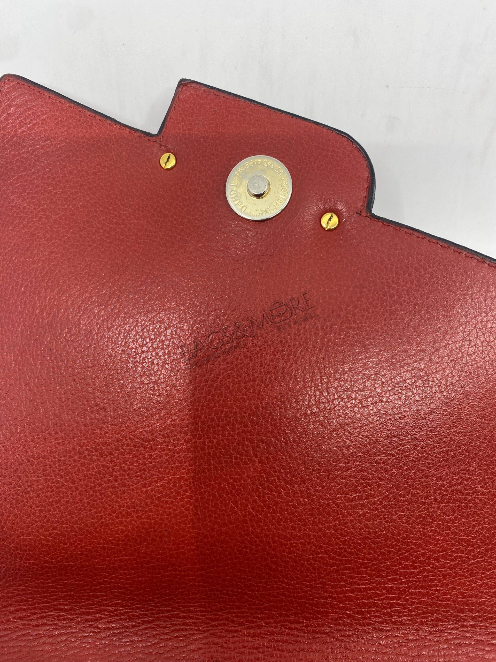 Delvaux model Bohème PM kleur rood gekorreld leder met golden hardware