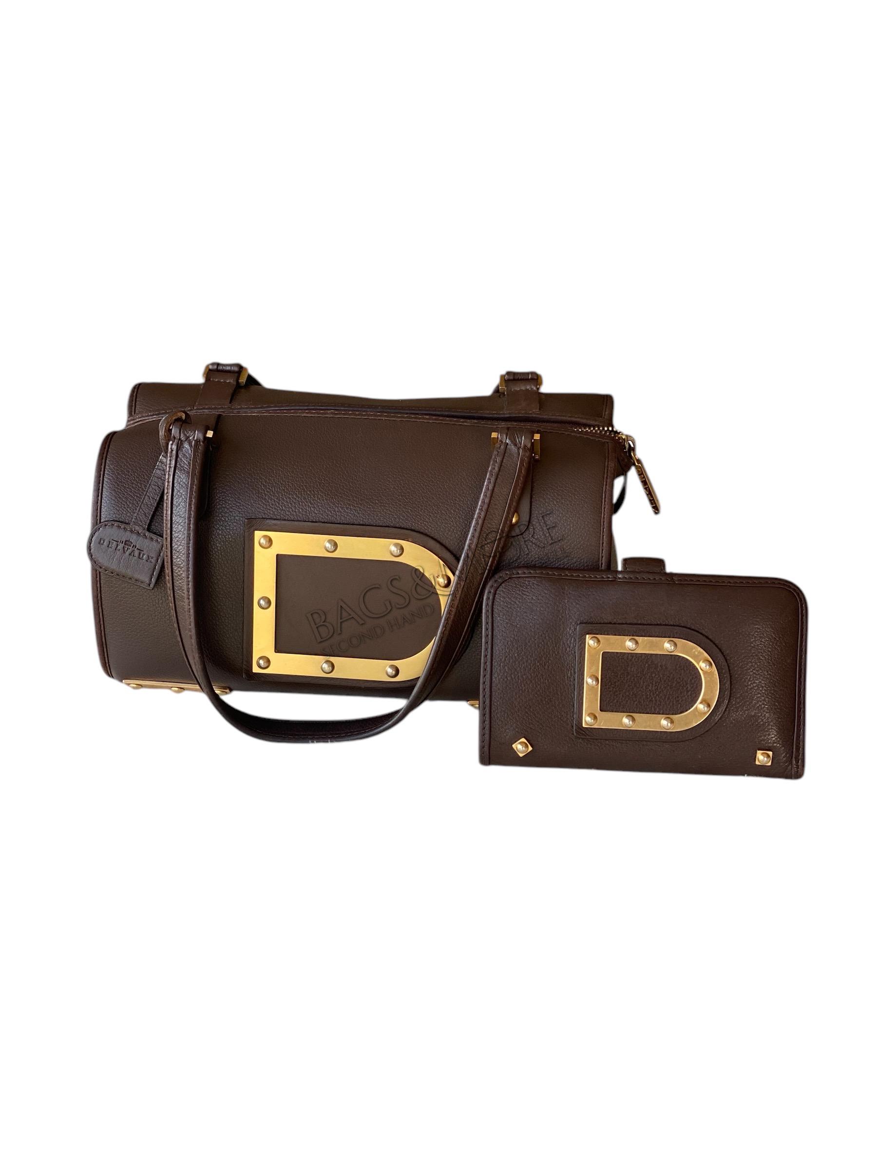 Delvaux Astrid PM jumping leder kleur café met golden studs