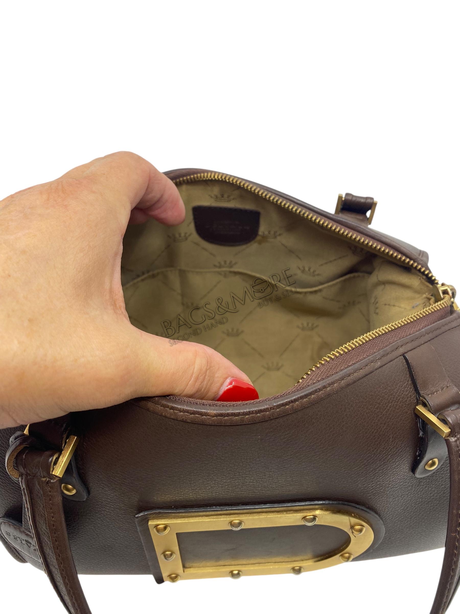 Delvaux handtas Astrid MM jumping leder kleur café met golden studs