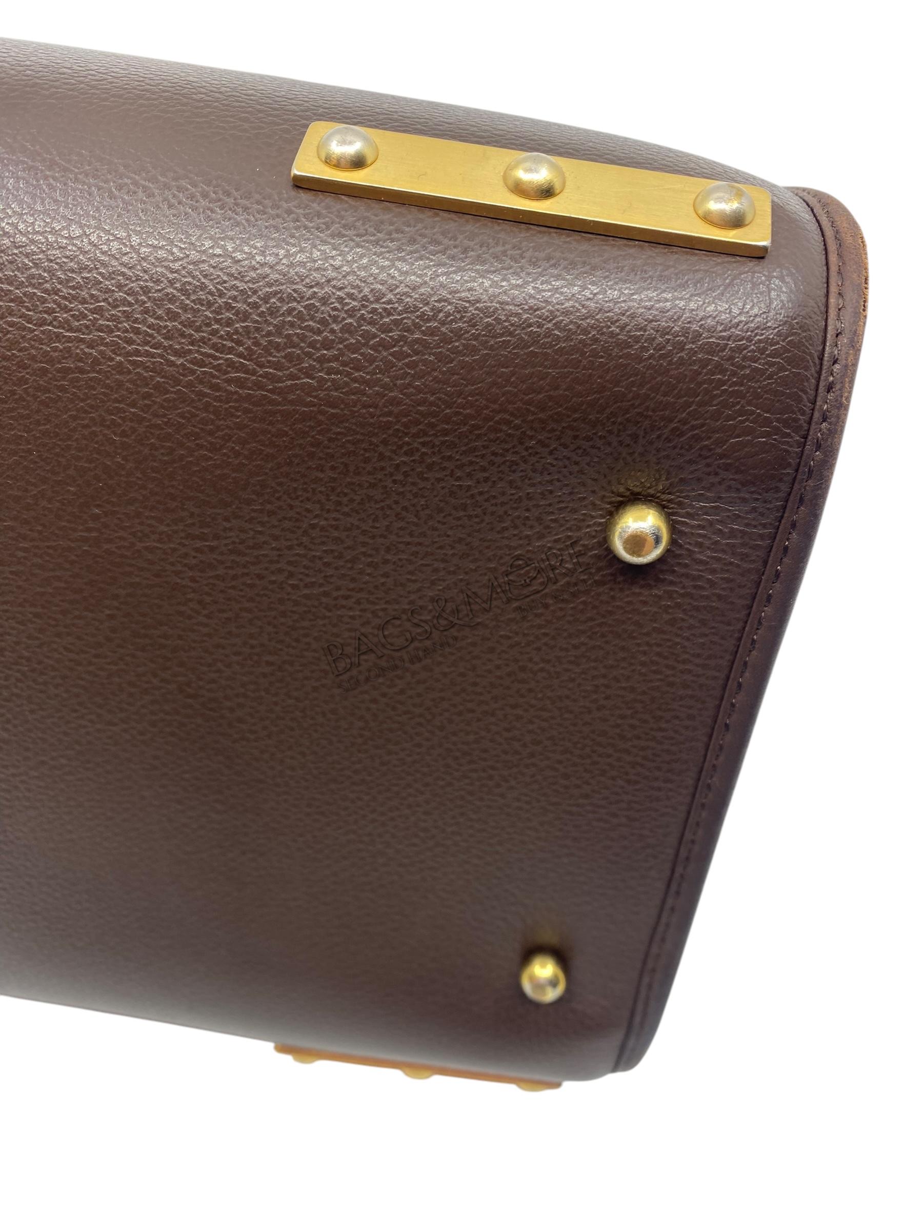 Delvaux handtas Astrid MM jumping leder kleur café met golden studs