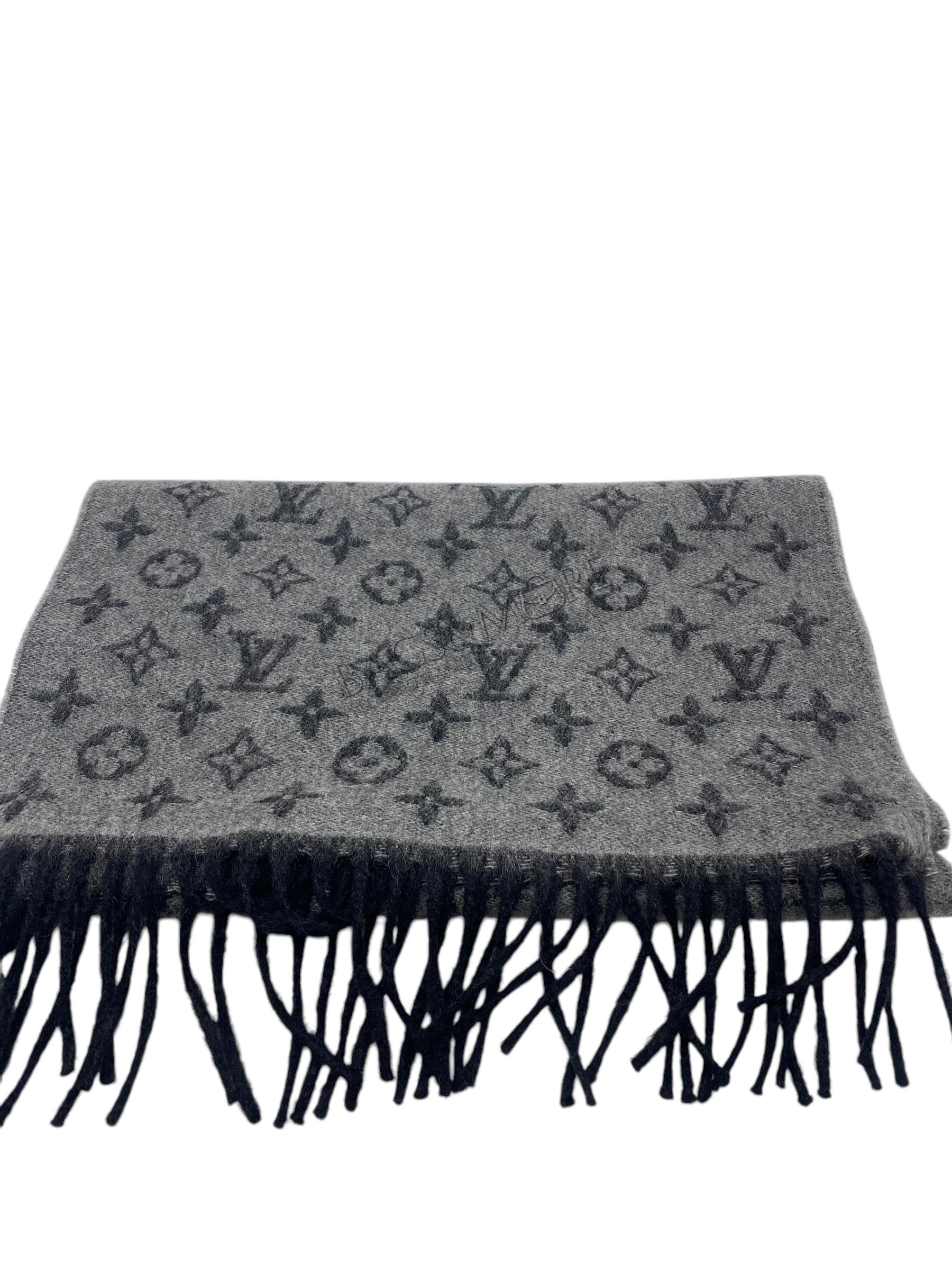 Louis Vuitton Men sjaal monogram dégradé zwart en grijs
