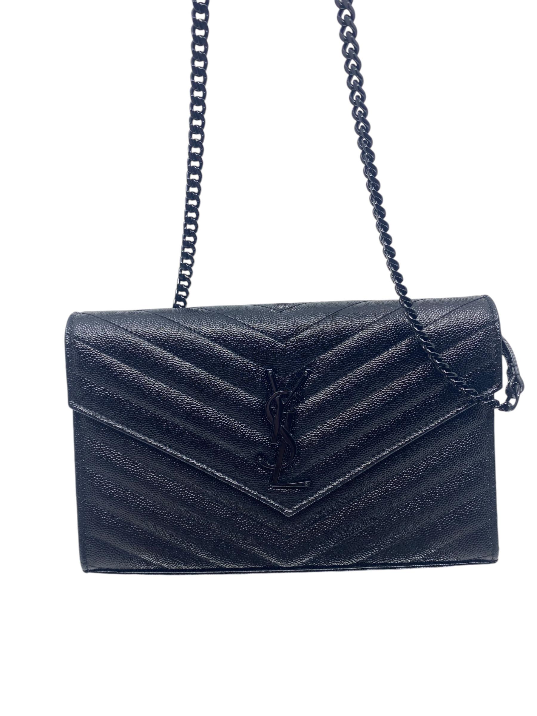 Saint Laurent Wallet on Chain veau leather Black on Black