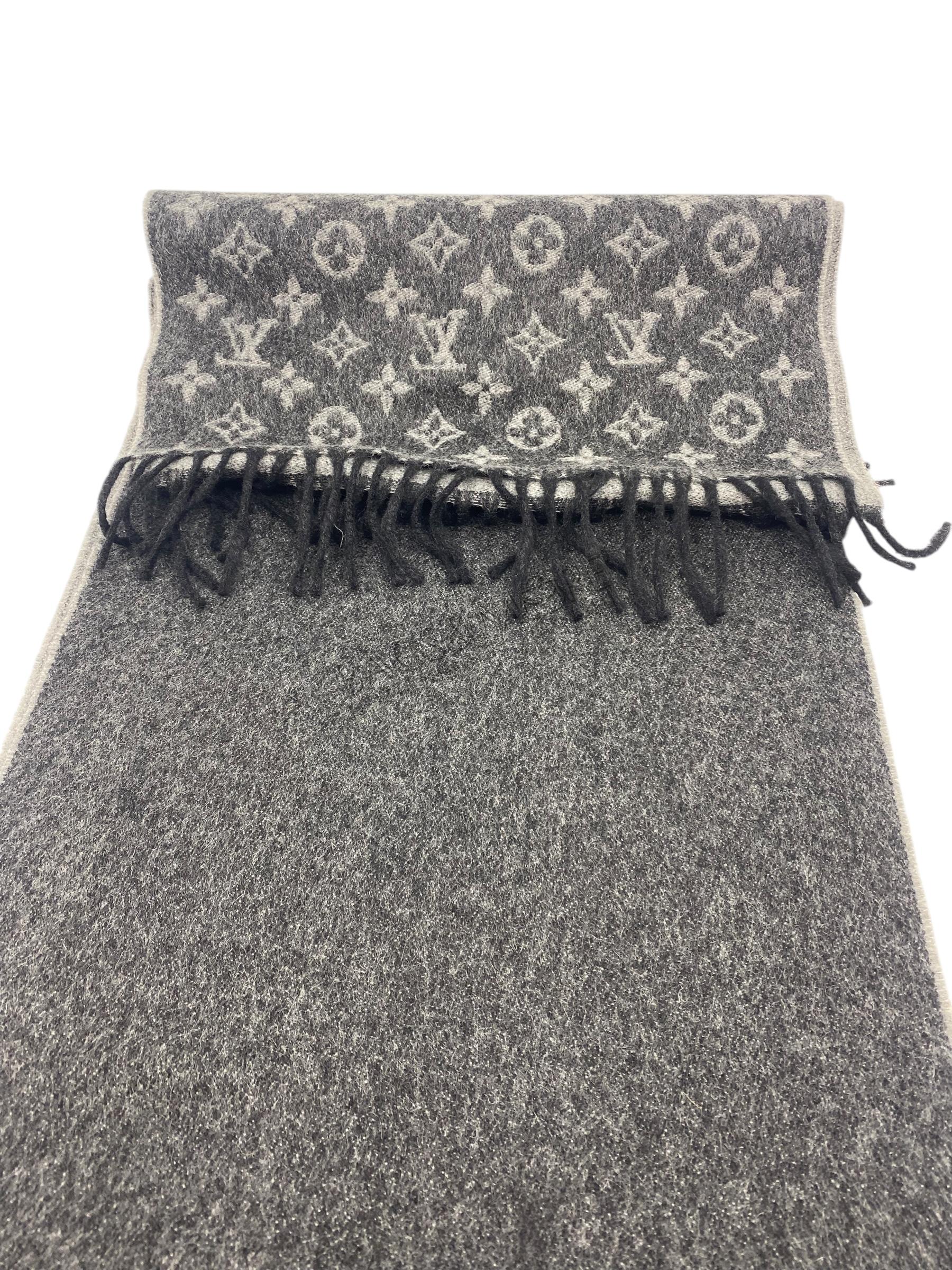 Louis Vuitton Men sjaal monogram dégradé zwart en grijs