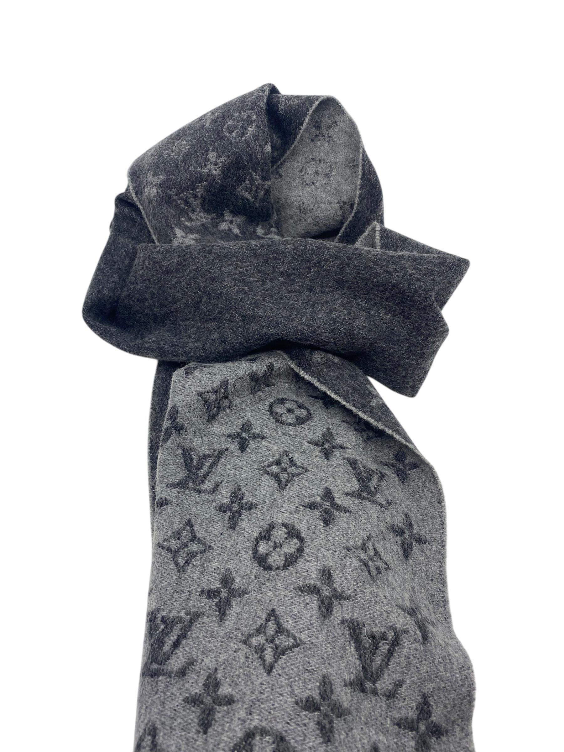 Louis Vuitton Men sjaal monogram dégradé zwart en grijs