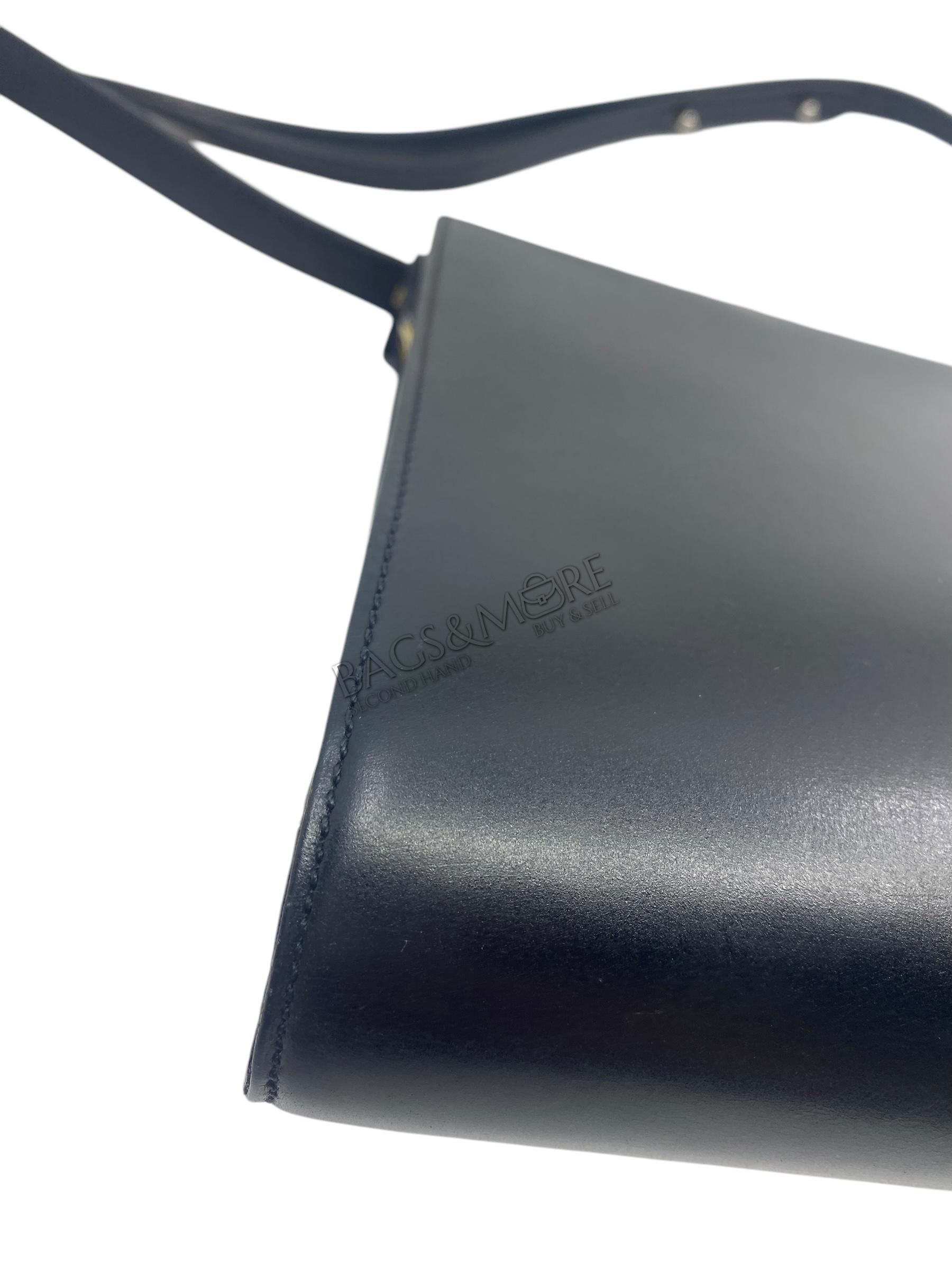 Delvaux vintage Crossbody box calf leder kleur zwart met golden hardware