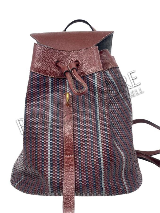 Delvaux rugzak Rosé kleuren pommard - burgundy met grijze accenten toile de cuir en gekorreld leder