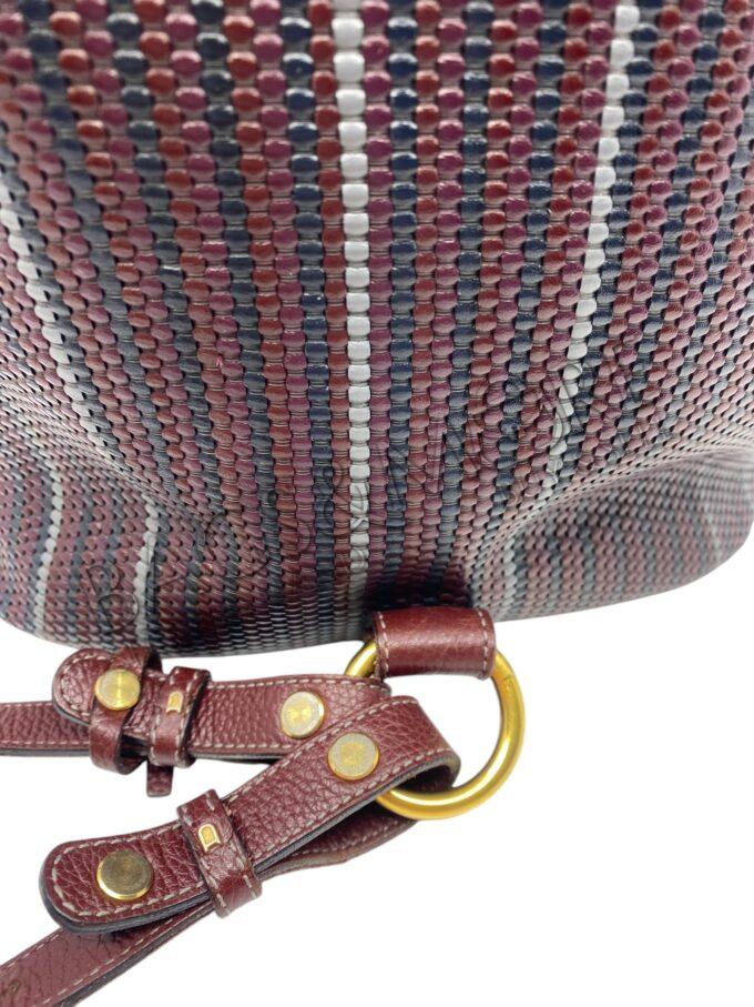 Delvaux rugzak Rosé kleuren pommard - burgundy met grijze accenten toile de cuir en gekorreld leder