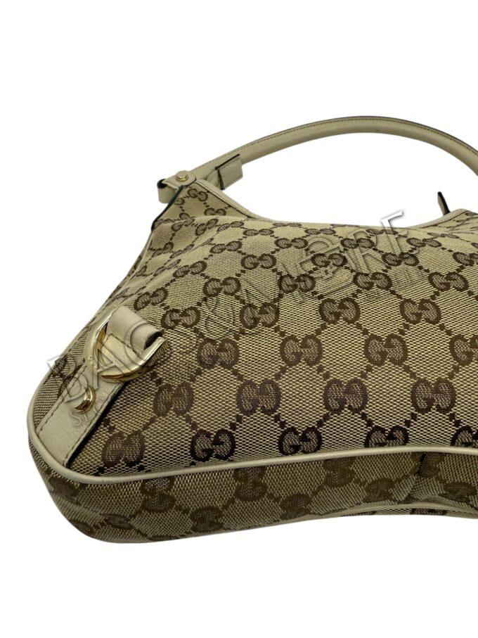 Gucci schoudertas Abbey canvas GC bruin en beige leder