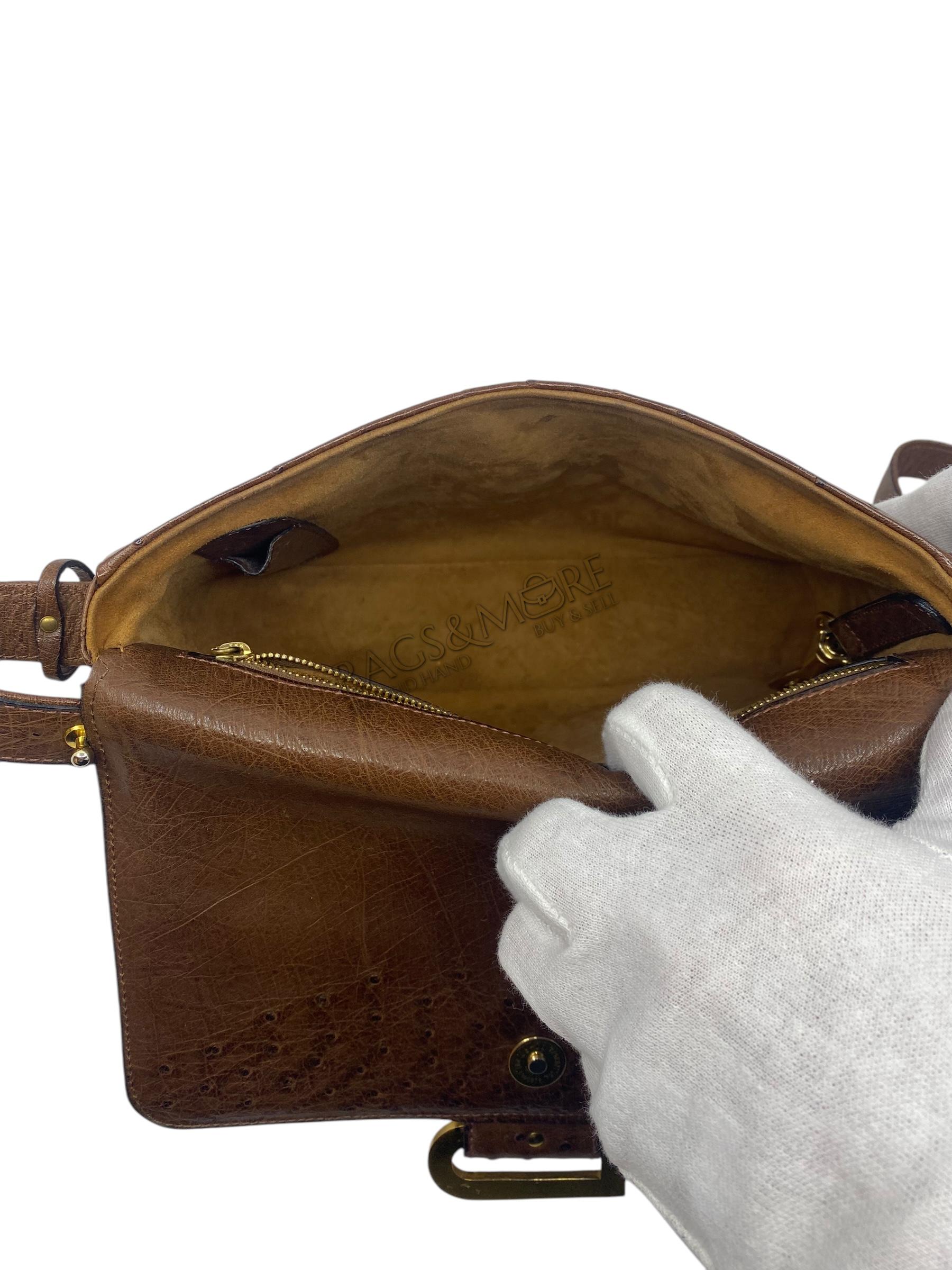 Delvaux Poirier kleur tabac struisvogel leder goudkleurige hardware UNIEK EXEMPLAAR NIEUWSTAAT