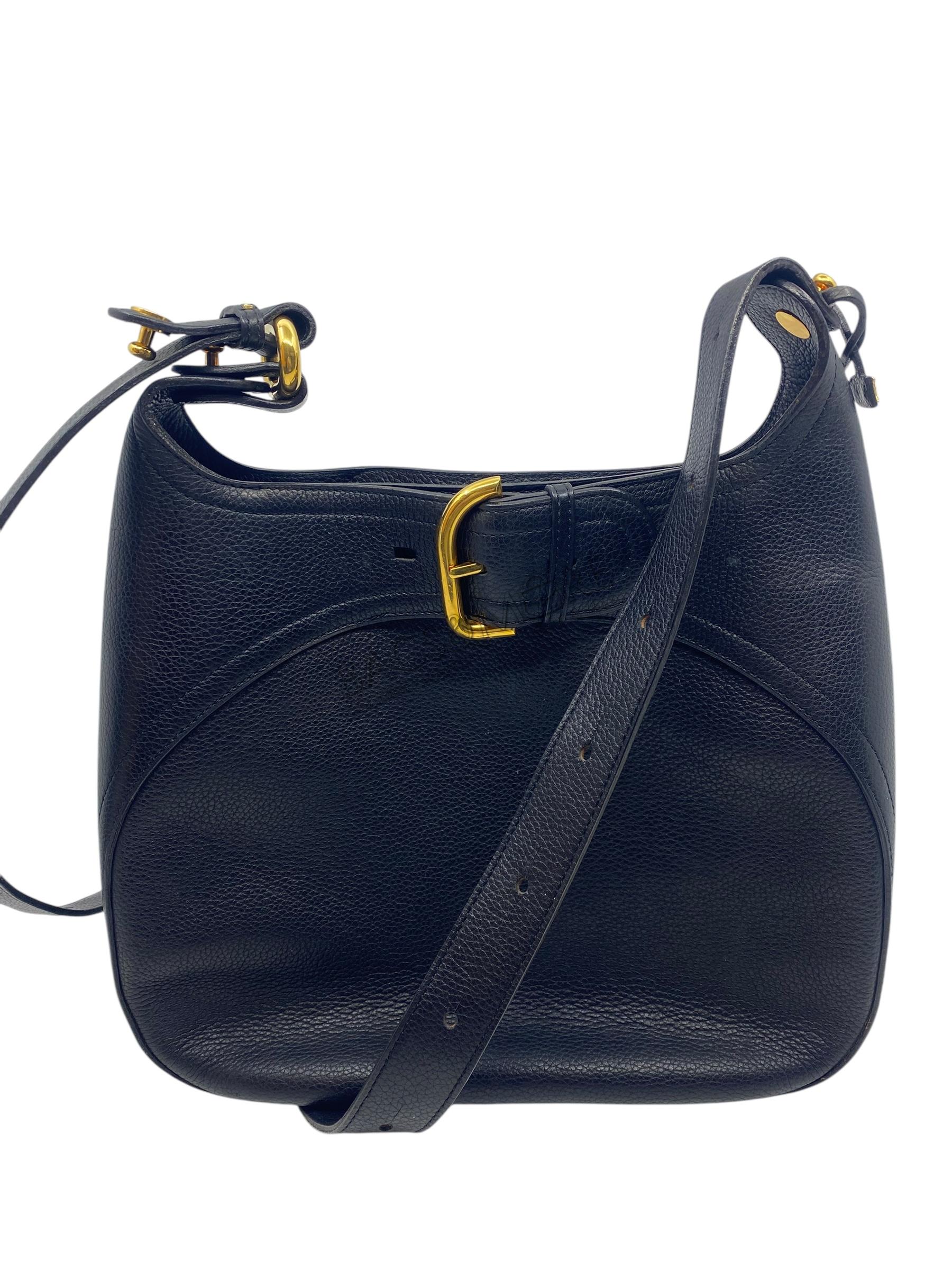 Delvaux model Souverain kleur zwart jumping leder met goudkleurige hardware