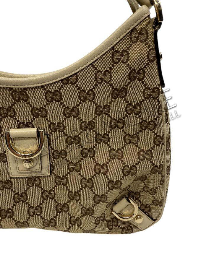 Gucci schoudertas Abbey canvas GC bruin en beige leder