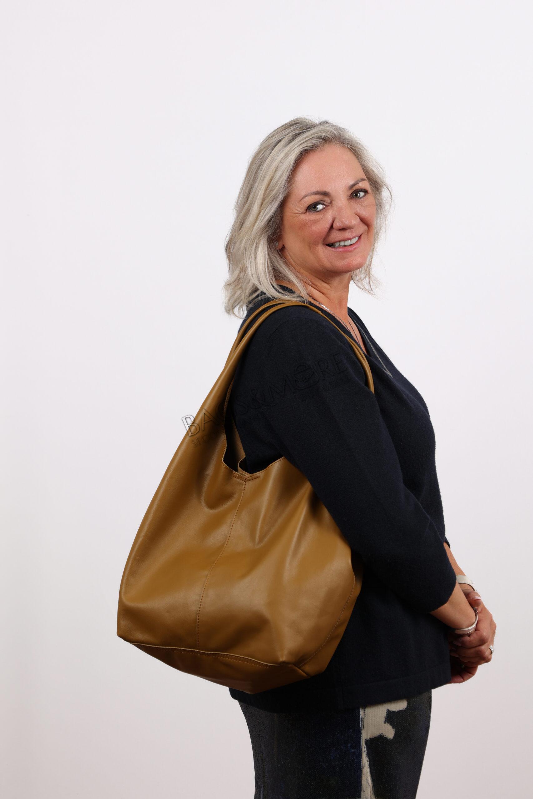 OROYAT schoudertas glad leder kleur mosterd (afneembare extra rits pochette)