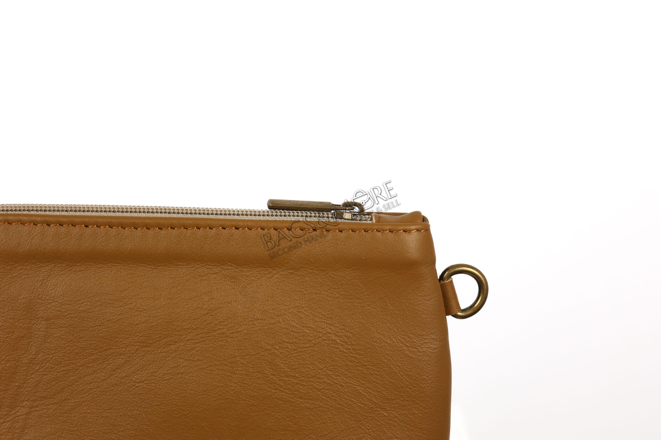 OROYAT schoudertas glad leder kleur mosterd (afneembare extra rits pochette)