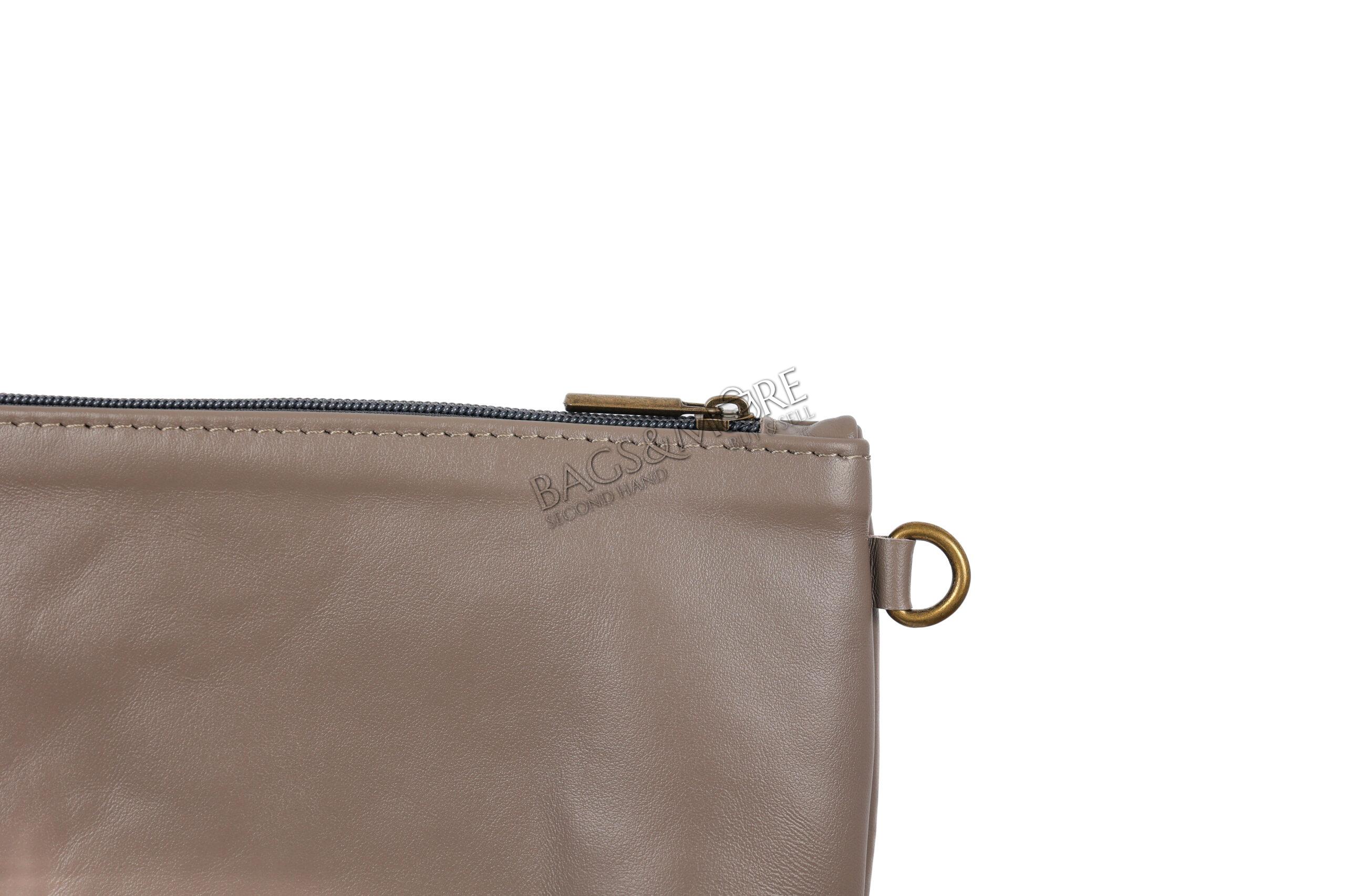 OROYAT schoudertas glad leder kleur greige (afneembare extra rits pochette)