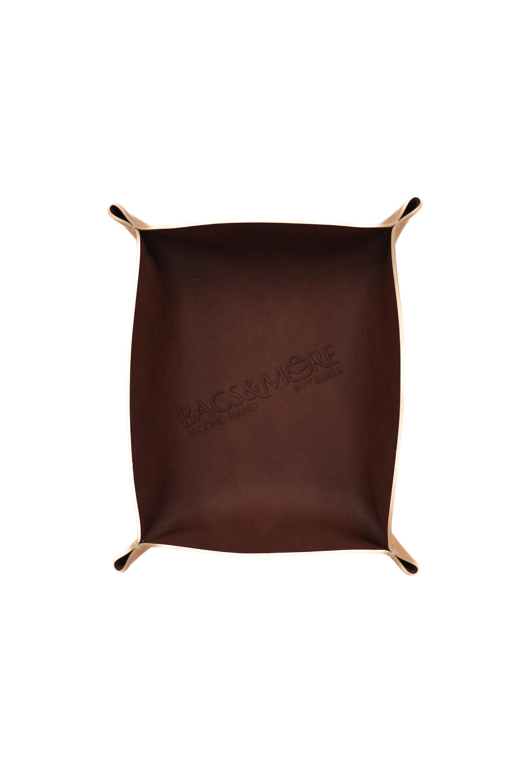 SELECT Vide Poche 2 lagen Italiaans leder en bicolor marron en nude 18x14x3.5