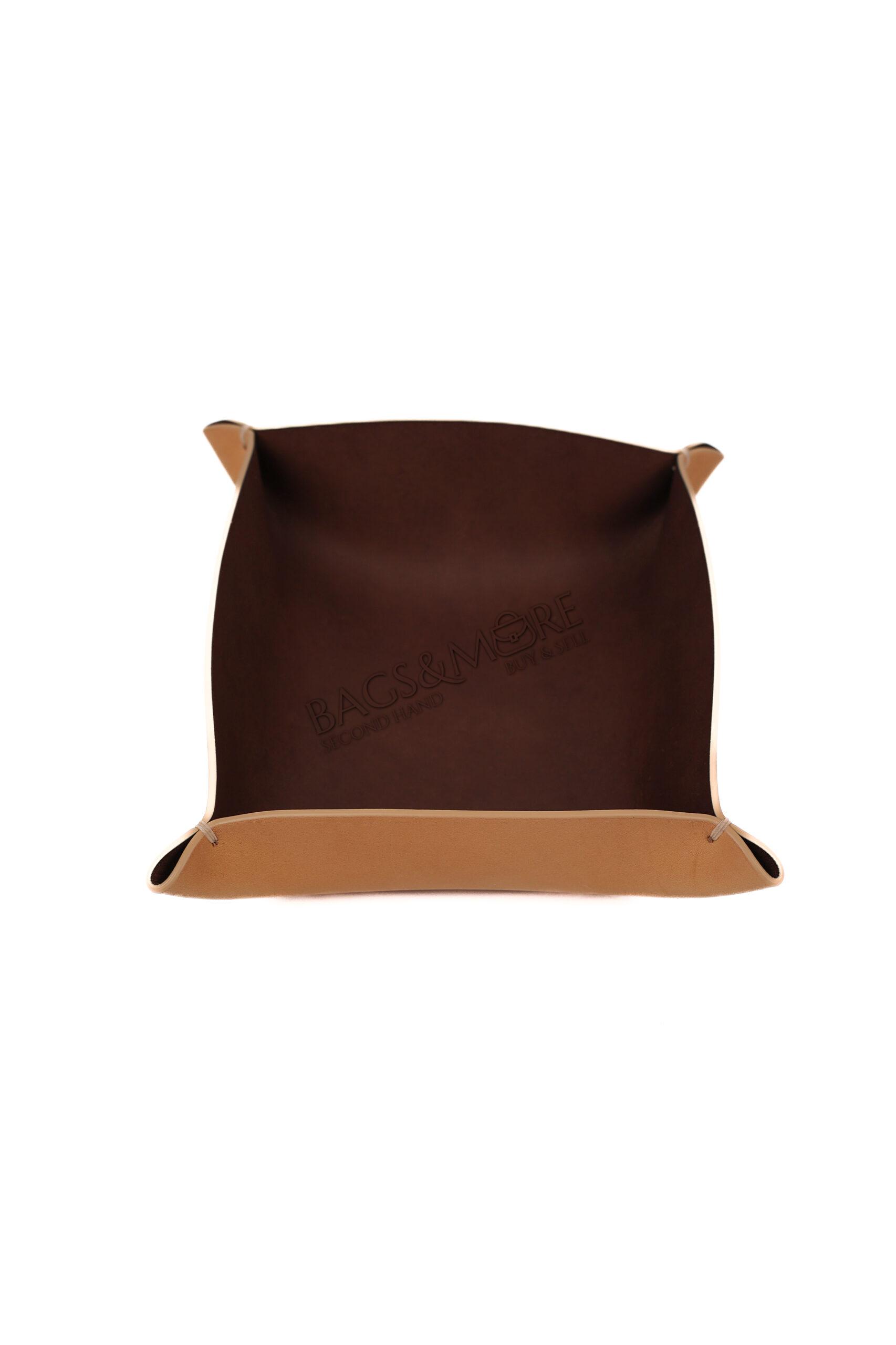 SELECT Vide Poche 2 lagen Italiaans leder en bicolor marron en nude 18x14x3.5