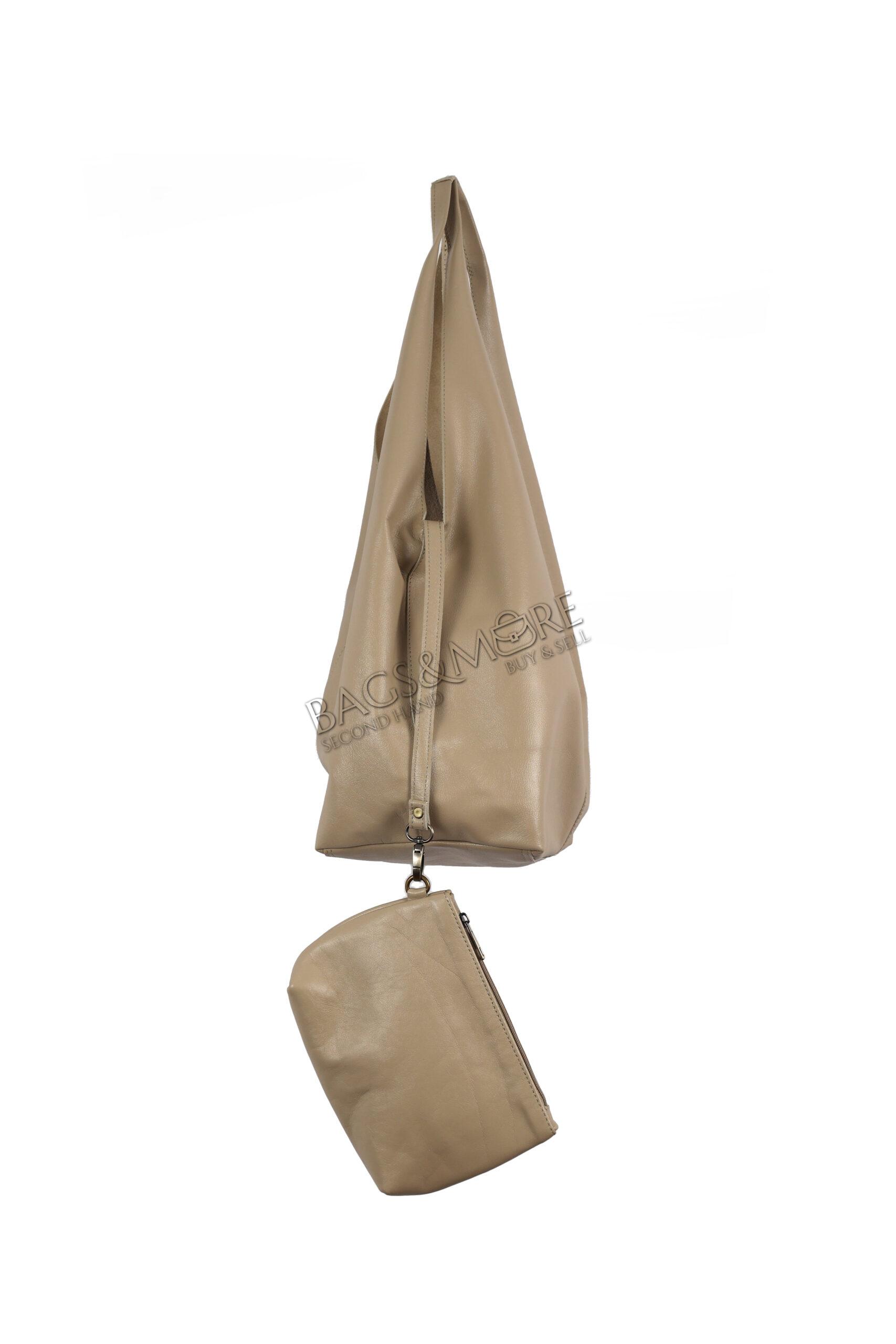 OROYAT schoudertas glad leder kleur ivoire ( afneembare extra rits pochette )