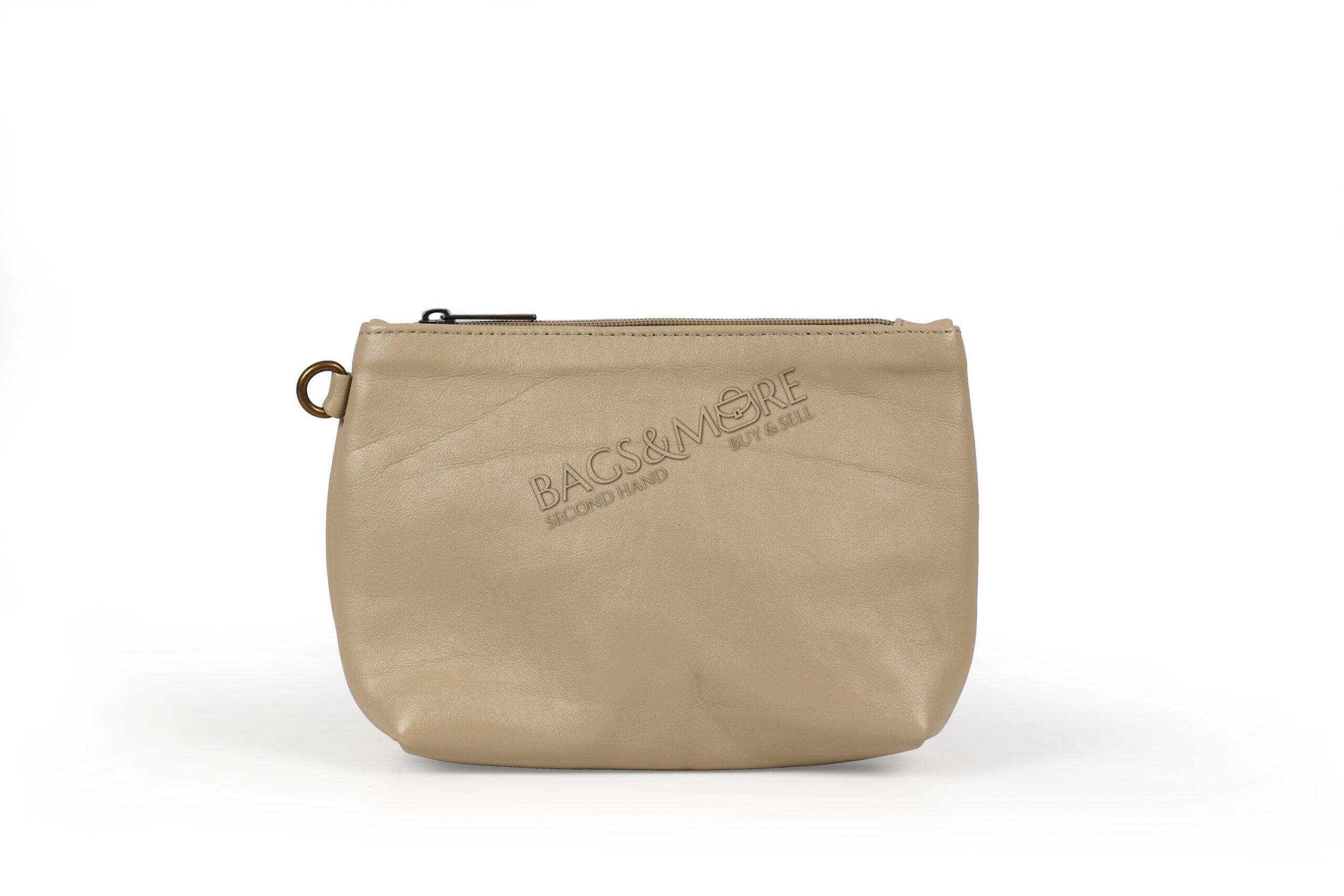 OROYAT schoudertas glad leder kleur ivoire ( afneembare extra rits pochette )